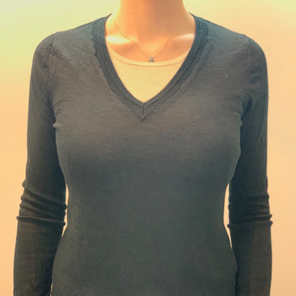 Banana Republic Black Merino Wool V-Neck